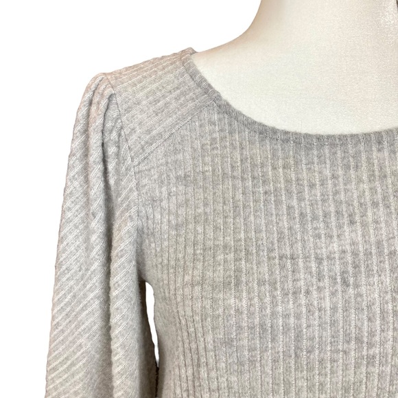 Anthropologie W5 Women’s puff sleeve ribbed gray top, Sz S - Picture 5 of 12